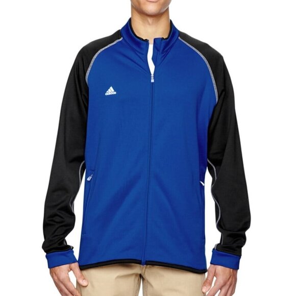 NEW NWT ADIDAS Golf Mens A200 Climawarm Jacket Blue Black Colorblock Full Zip XL - Picture 1 of 12